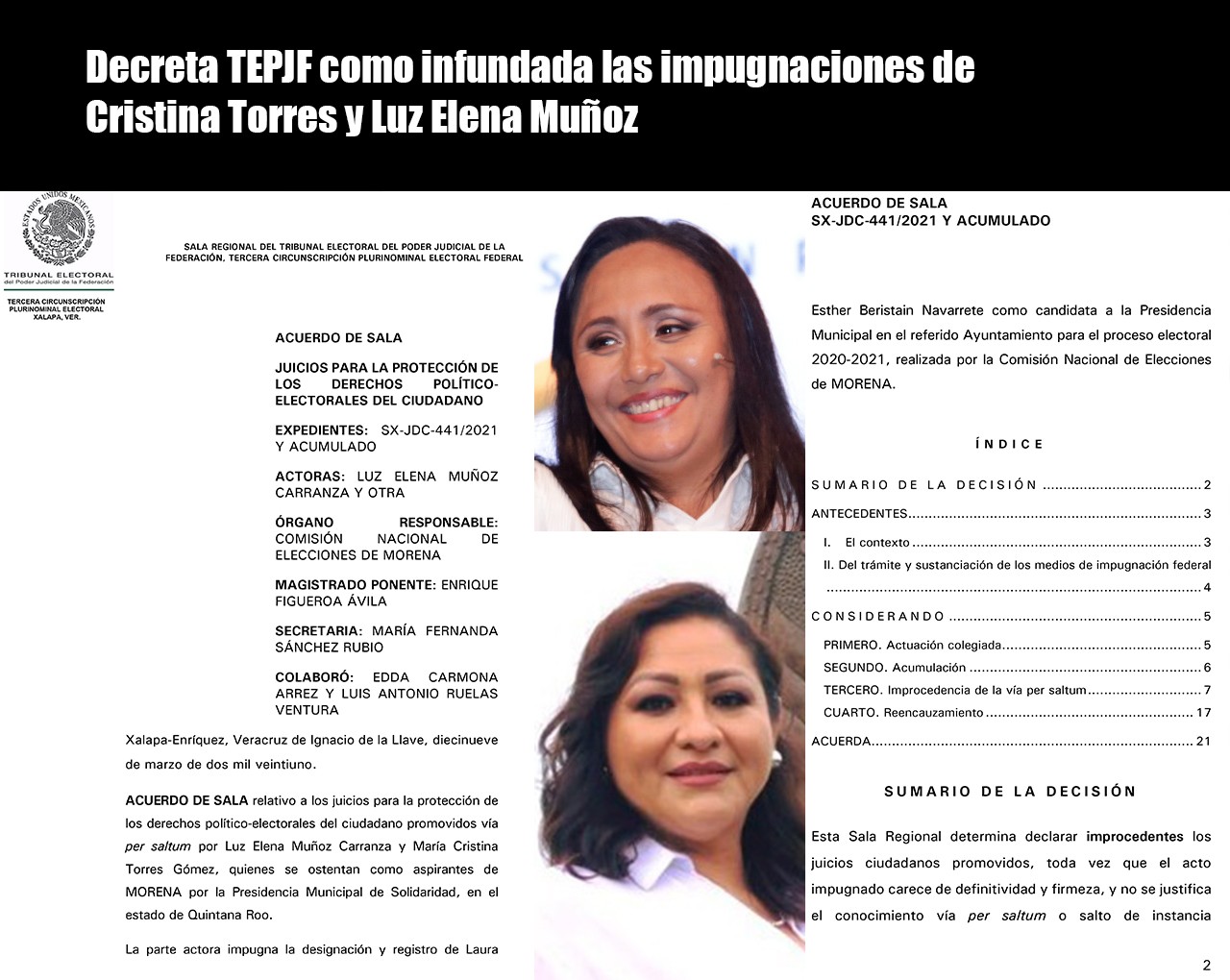 Decreta TEPJF como infundada la impugnacion de Cristina Torres QUINTANA ROO PRESS SOLIDARIDAD