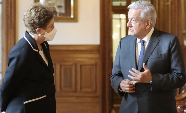 Se reune Lopez Obrador con expresidenta de Brasil Dilma Rousseff en Palacio Nacional