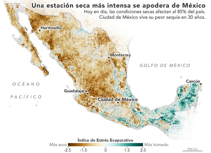 Sequia en Mexico asi se ve desde el espacio imagenes de la NASA