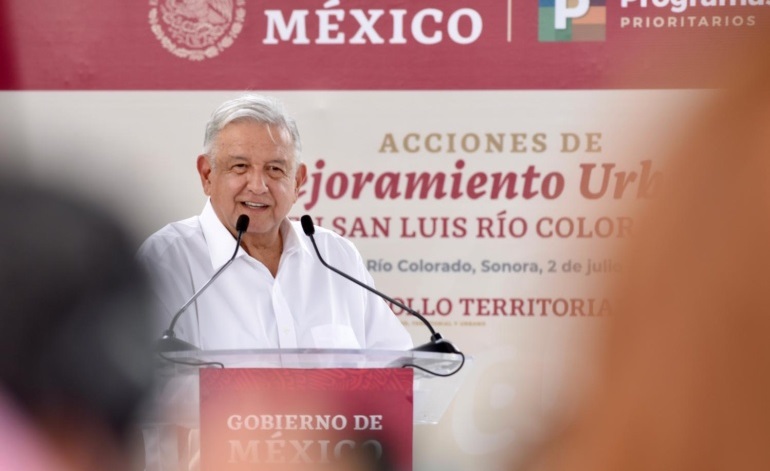 Constata Lopez Obrador avances de acciones de mejoramiento urbano en San Luis Rio Colorado Sonora