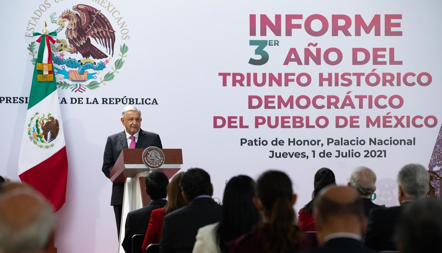 Cuarta Transformacion tiene aprobacion del pueblo de Mexico afirma Lopez Obrador en tercer aniversario del triunfo democratico