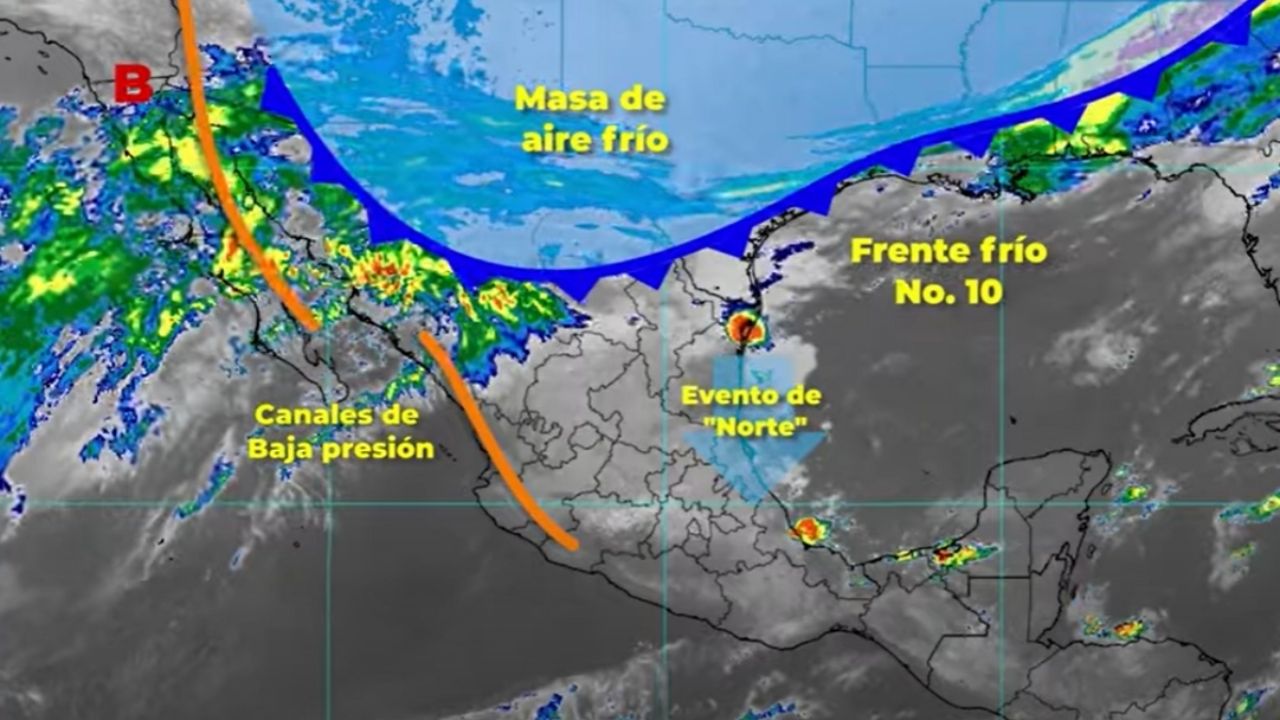 El Frente Frio No. 10 ocasionara lluvias fuertes en Nuevo Leon y Tamaulipas y descenso de temperatura en el norte y centro de