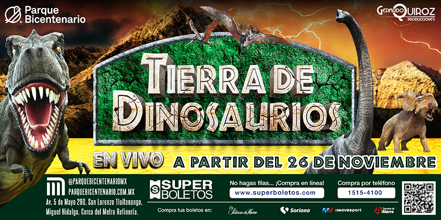 En el Parque Bicentenario se esta presentando Tierra de Dinosaurios