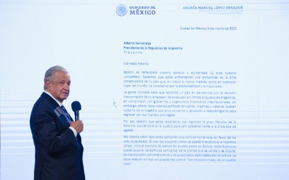 Lopez Obrador expresa respaldo de Mexico a Argentina por situacion de endeudamiento