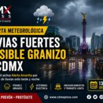 Lluvia intensa en calles de la Ciudad de México.